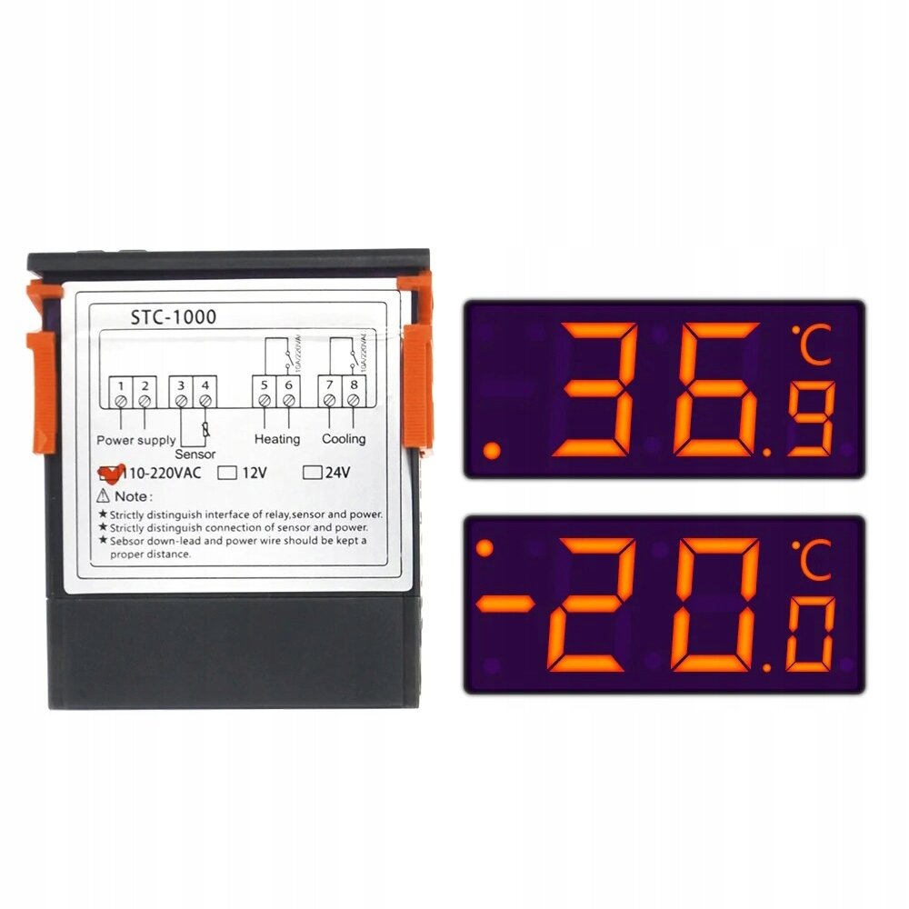 REGULIATORIUS TEMPERATŪROS VALDIKLIS STC-1000 VALDIKLIS 230V AC 2300W TERMOSTATAS kaina ir informacija | Akumuliatorių krovikliai | pigu.lt