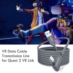 5 metrų įkrovimo laidas, skirtas Oculus Quest 2 Link ausinėms, USB 3.0 C tipo duomenų kabelis, C tipo į USB-A keitiklis kaina ir informacija | Kabeliai ir laidai | pigu.lt