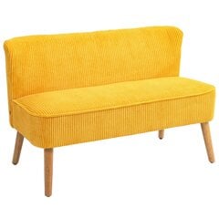 HOMCOM 2 vietų minkšta sofa Dvigulė sofa Dvivietė sofa, panaši į virvę, iš poliesterio putų, skirta svetainei, miegamajam 117 x 56,5 x 77 cm, geltona kaina ir informacija | Sofos | pigu.lt