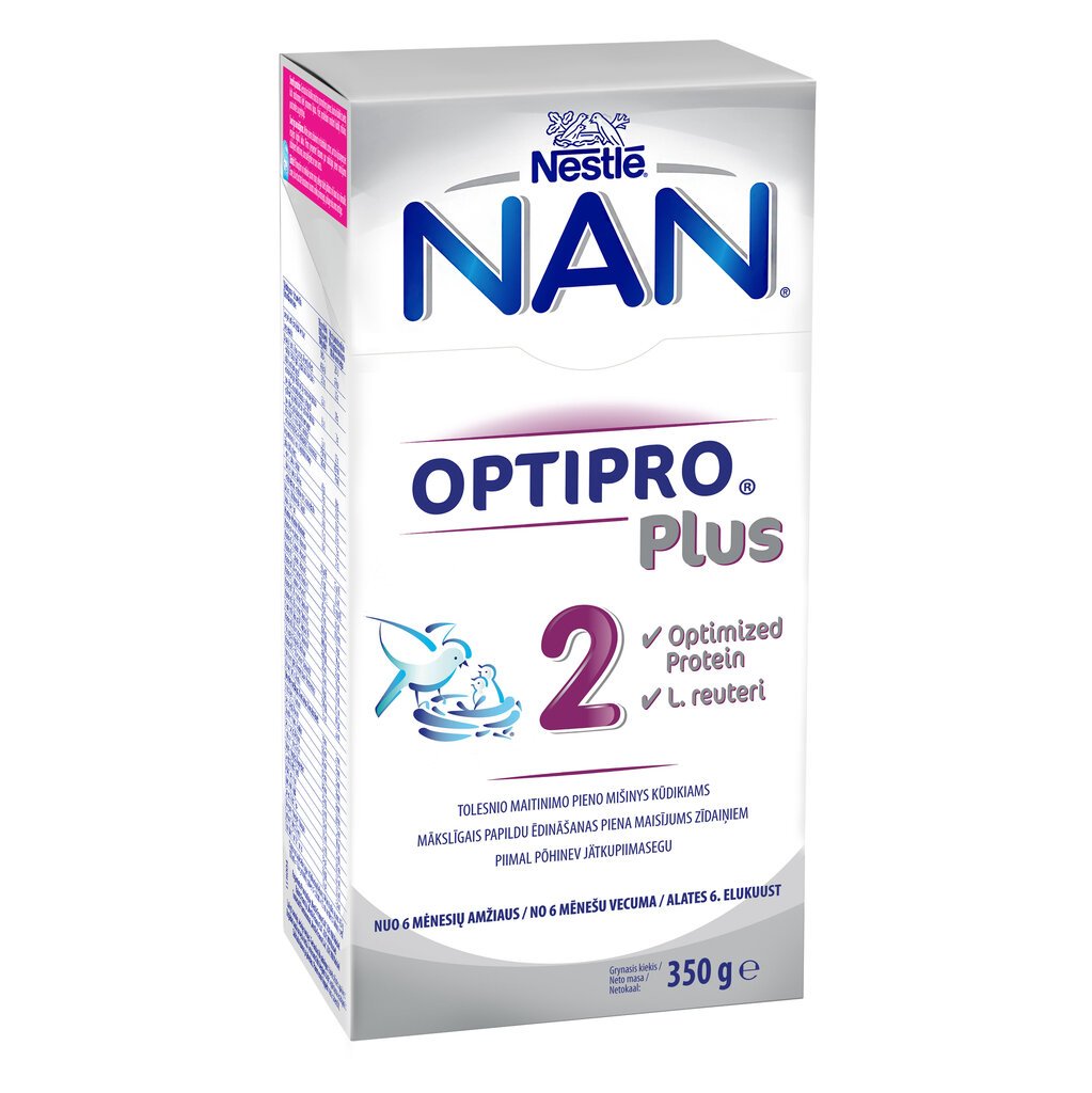 Nestlé NAN OPTIPRO PLUS 2 tolesnio maitinimo pieno mišinys kūdikiams, 350 g цена и информация | Tolesnio maitinimo mišiniai | pigu.lt