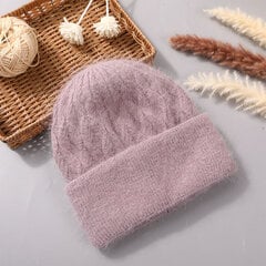 (-Purpurinė)Kepurės moterims Madinga Twist Style Angoros Triušio Kailio Beanie Žiemos šilta megzta kašmyro kepurė Moteriška kasdienė kaukolės kepurė kaina ir informacija | Kepurės moterims | pigu.lt