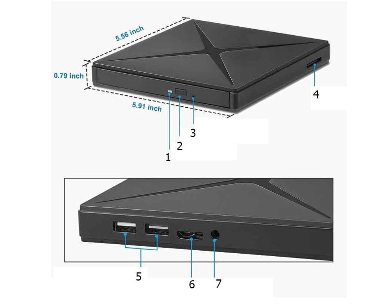 Optinis įrenginys Išorinis nešiojamasis DVD CD RW diskas USB-C USB 3.0 4in1 SD kortelių skaitytuvas Ramana family shop kaina ir informacija | Optiniai įrenginiai | pigu.lt