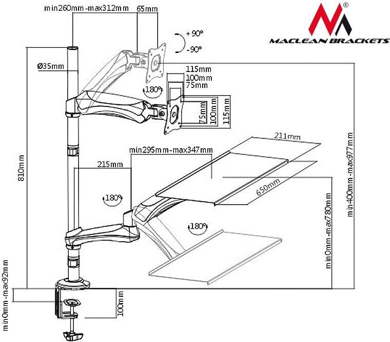 Maclean MC-681 kaina ir informacija | Monitorių laikikliai | pigu.lt