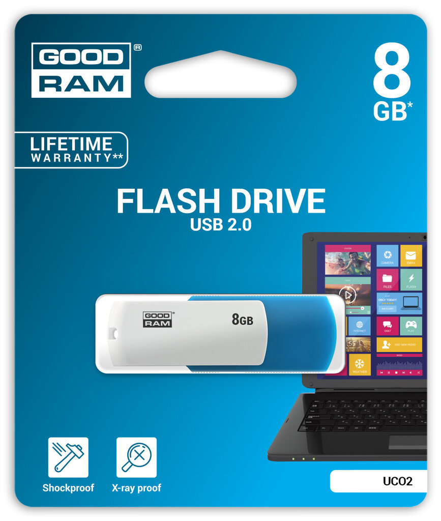 Goodram UTS3 4GB 2.0 Mėlyna/Balta kaina ir informacija | USB laikmenos | pigu.lt