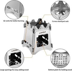 Medinė krosnelė malkinė krosnelė mini stovyklavimo krosnelė sulankstoma hobo krosnelė piknikas kepsninė kempingas žygiai/16*9.8/12.5cm kaina ir informacija | Grilio, šašlykinių priedai ir aksesuarai | pigu.lt