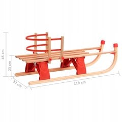 Medinės rogutės su nugarėle „Inny“ 119 cm, raudonos spalvos kaina ir informacija | Rogutės | pigu.lt