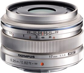 Olympus M.ZUIKO DIGITAL ED 17mm F1.8, Silver kaina ir informacija | Objektyvai | pigu.lt