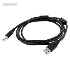 Omega laidas USB A/USB B, 1.5m, Juoda kaina ir informacija | Kabeliai ir laidai | pigu.lt