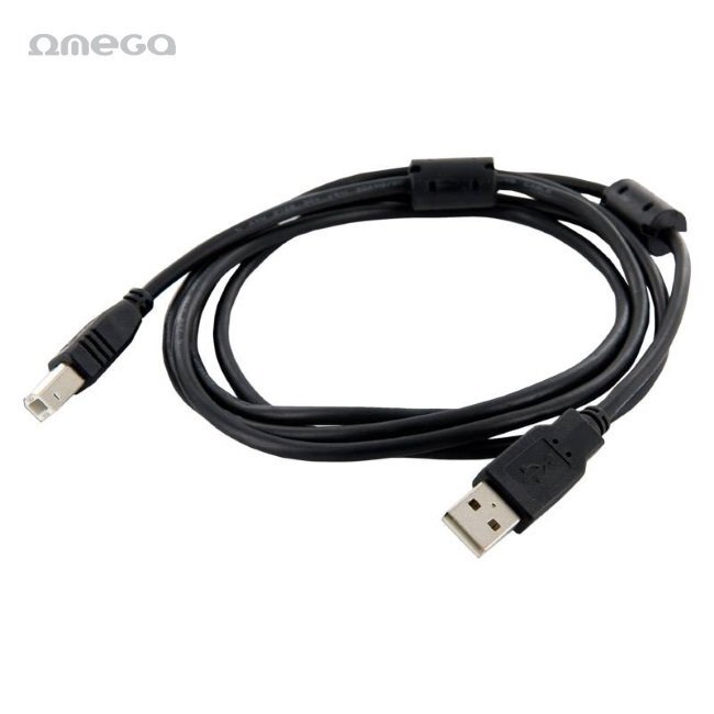 Omega laidas USB A/USB B, 1.5m, Juoda цена и информация | Kabeliai ir laidai | pigu.lt