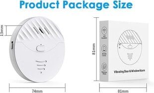 2 vnt Tuya Smart WiFi durų ir langų signalizacijos vibracijos jutiklis, saugos įspėjimas, išmanusis gyvenimas (baltas) цена и информация | Принадлежности для систем безопасности | pigu.lt