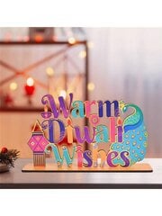 vnt., Happy Diwali žvakės medinis sujungimas darbalaukyje, kalėdinis namų dekoras, šventinių vakarėlių dekoravimo reikmenys, meno rankdarbių ornamentas, laimingo Diwali šviesų festivalio darbalaukio nuimamas centrinis elementas Diwali vakarėlių šeimų lauk цена и информация | Гирлянды | pigu.lt