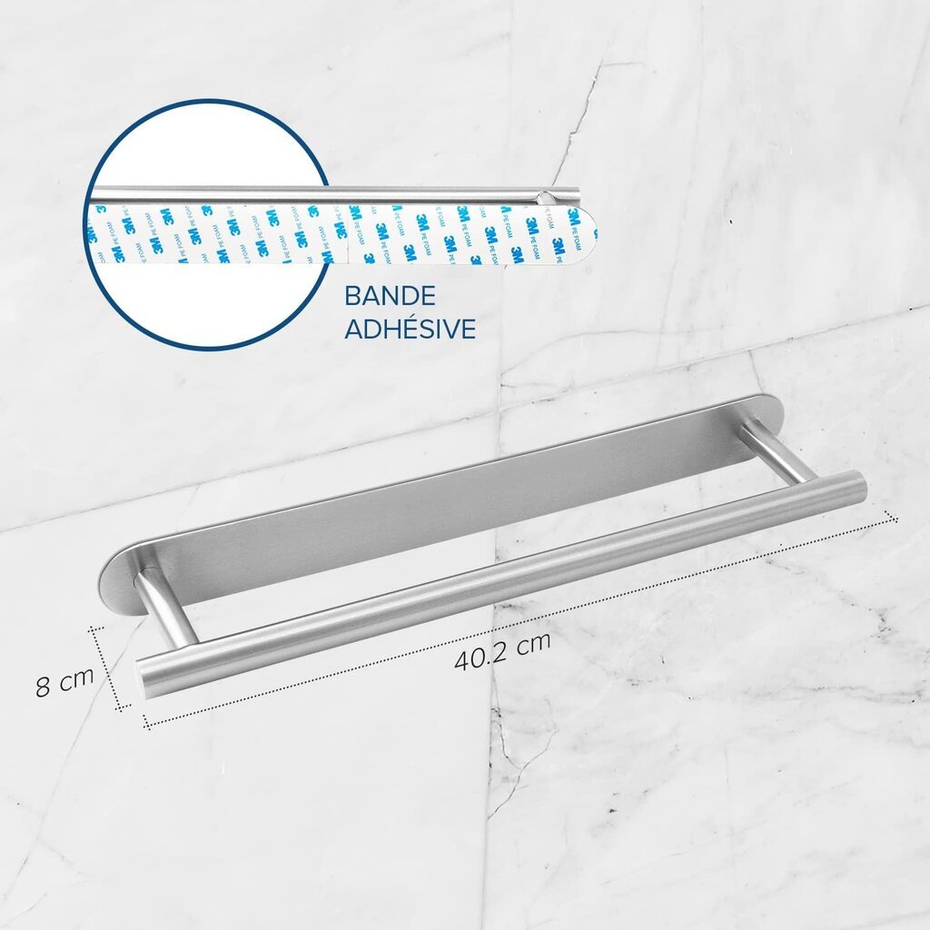 304 nerūdijančio plieno dviejų polių rankšluosčių kabykla kaina ir informacija | Vonios kambario aksesuarai | pigu.lt