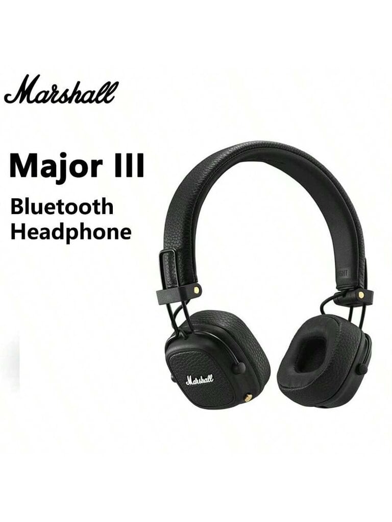 Marshall Major III 3 belaidės ausinės su mikrofonu Deep Bass žaidimų ausinės sulankstomos sportinės roko muzikos Bluetooth ausinės - juodos цена и информация | Ausinės | pigu.lt