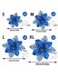 6vnt mėlynos dirbtinės kalėdinės gėlės su spaustukais, šventinio vakarėlio puošmena Kalėdų eglutei arba vainikui-rožinis auksas-15cm kaina ir informacija | Eglutės, vainikai, stovai | pigu.lt