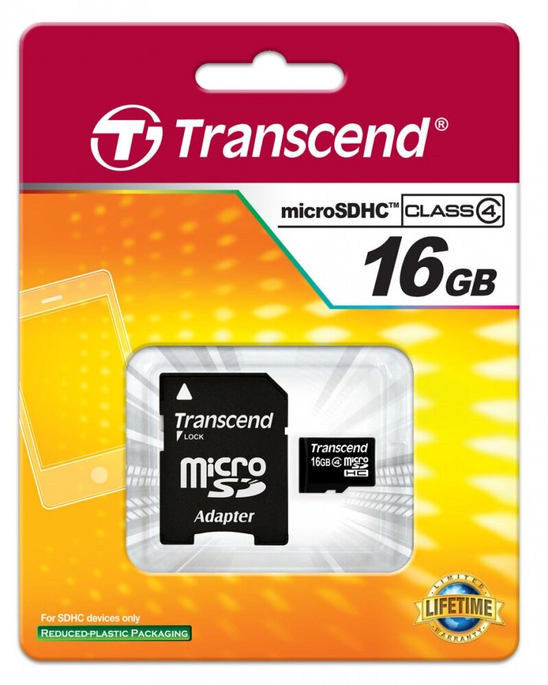 Transcend 16GB microSDHC + SD adapteris kaina ir informacija | Atminties kortelės telefonams | pigu.lt