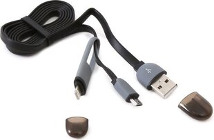 Кабель Platinet USB - microUSB/Lightning 1м, черный цвет цена и информация | Кабели и провода | pigu.lt