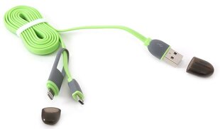 Кабель Platinet USB - microUSB/Lightning 1м, зеленый цена и информация | Кабели и провода | pigu.lt