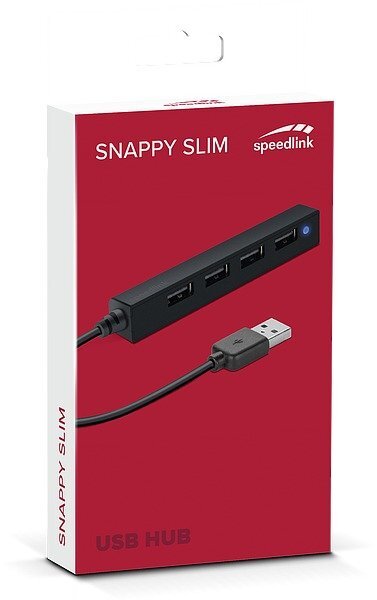 USB šakotuvas Speedlink Snappy Slim, 4 x USB 2.0 jungtys (SL-140000-BK), Juodas цена и информация | Adapteriai, USB šakotuvai | pigu.lt