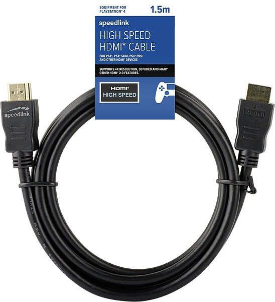 Speedlink PS4 HDMI kabelis (SL-450101-BK-150), 1.5m, juodas kaina ir informacija | Kabeliai ir laidai | pigu.lt