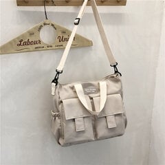 Beige-Harajuku jaunimo vyrų pečių krepšys Didelės talpos rankinės Crossbody Krepšiai moterims Messenger Bag Studentų mergaitėms Mokykliniai krepšiai Bolsas цена и информация | Рюкзаки, сумки, чехлы для компьютеров | pigu.lt