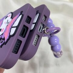 3D animacinis filmas Sanrio Kuromi su prabangia apyranke Minkšto silikono telefono dėklai, skirti iPhone 14 13 12 11 Pro Max galinis dangtelis Y2k merginai dovana kaina ir informacija | Telefonų dėklai | pigu.lt