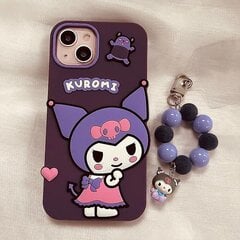 3D animacinis filmas Sanrio Kuromi su prabangia apyranke Minkšto silikono telefono dėklai, skirti iPhone 14 13 12 11 Pro Max galinis dangtelis Y2k merginai dovana kaina ir informacija | Telefono dėklai | pigu.lt