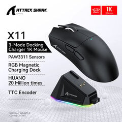 Attack Shark X11 Беспроводная мышь Paw3311 22000 DPI Три режима Rgb Зарядное сиденье Легкая игра Киберспорт Мышь Ноутбук цена и информация | Мыши | pigu.lt