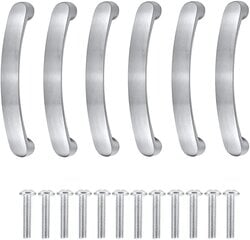 Baldų rankenos ir rankenos, virtuvės spintelės rankena 96 mm skylės atstumas 6 vnt Sidabrinė stalčiaus rankena Virtuvės spintelės rankena su varžtais kaina ir informacija | Durų rankenos | pigu.lt