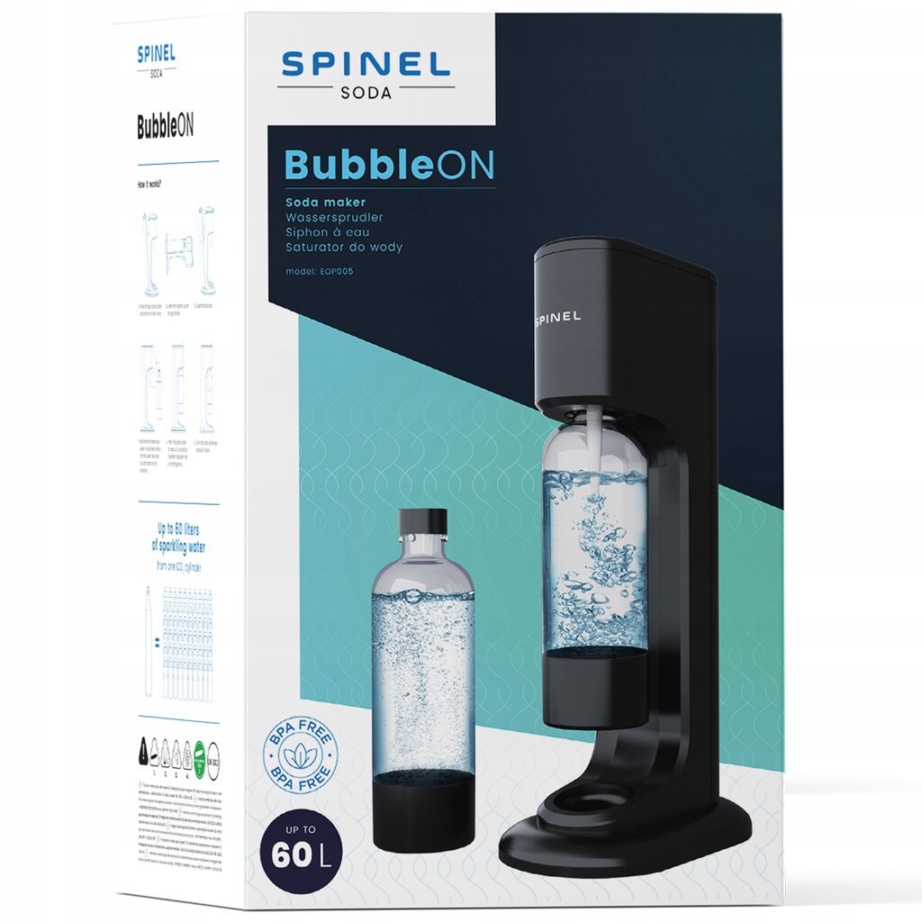 "SpinelSoda BubbleON" saturatorius + 1 "SpinelSoda BubbleON" buteliukas (iš viso 3 buteliukai) + BOLERO kaina ir informacija | Gazuoto vandens aparatai ir priedai | pigu.lt