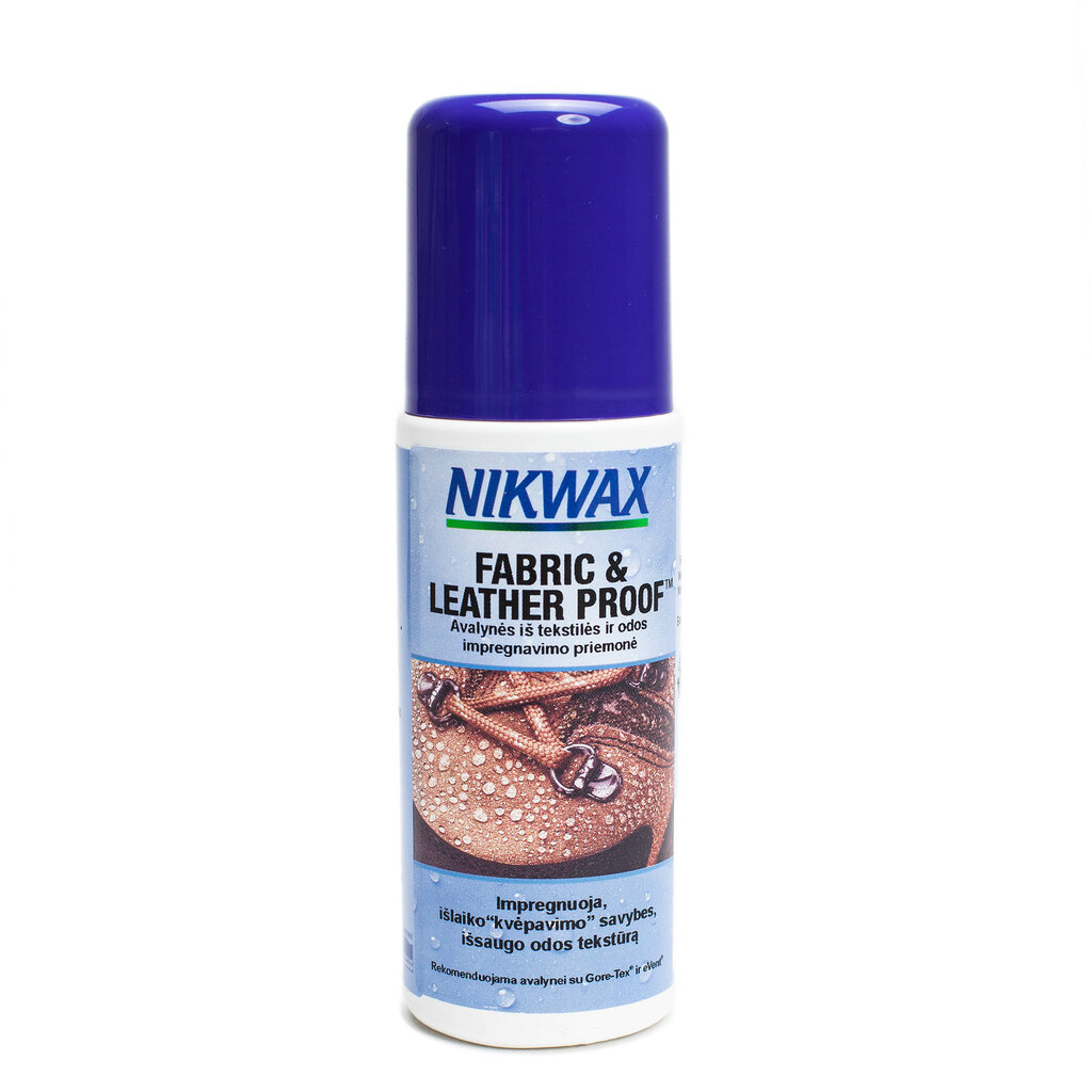 Tepamas impregnantas Nikwax Fabric & Leather Proof, 125 ml цена и информация | Turistinio inventoriaus, drabužių ir avalynės priežiūros priemonės | pigu.lt