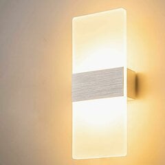 12W LED vidinis sieninis šviestuvas Paprasto dizaino šlifuoto pilko stiklo sieninis šviestuvas miegamojo svetainei vonios kambariui 29CM [A+ energijos klasė]. kaina ir informacija | Sieniniai šviestuvai | pigu.lt