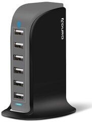 Aduro 40W 6 Prievadų Usb Stalinio Įkrovimo Stoties Šakotuvo Sieninis Įkroviklis, Skirtas Iphone Ipad Planšetiniams Kompiuteriams Išmaniesiems Telefonams Su Smart Flow Juoda/Pilka_Black/Grey kaina ir informacija | Adapteriai, USB šakotuvai | pigu.lt