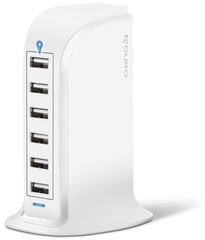 Aduro 40W 6 Prievadų Usb Stalinio Įkrovimo Stoties Šakotuvo Sieninis Įkroviklis, Skirtas Iphone Ipad Planšetiniams Kompiuteriams Išmaniesiems Telefonams Su Smart Flow Juoda/Pilka_White kaina ir informacija | Adapteriai, USB šakotuvai | pigu.lt