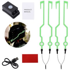 (4 LED Green-A) Naujos 3 kartos 4 viename motociklo šalmo LED šaltos šviesos juostos EL lipdukas vandeniui atsparus įspėjamieji žibintai naktinio važiavimo šalmo rinkinys kaina ir informacija | Moto reikmenys | pigu.lt