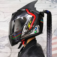 (xxL5 (2))Full Face Safe Motorcycle Helmet double lens latest version ABS Material Motocross Helmet Motorbike Individuality braids horns kaina ir informacija | Slidinėjimo šalmai | pigu.lt