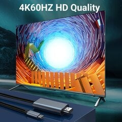 '4K/60Hz USB-C į HDTV laidas, 2m, pilka.' kaina ir informacija | Kabeliai ir laidai | pigu.lt