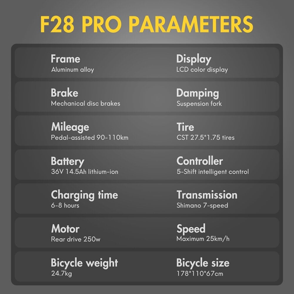 Elektrinis dviratis Fafrees F28 Pro 27,5'', geltonas цена и информация | Elektriniai dviračiai | pigu.lt