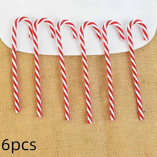 6 vnt Candy Cane pakabukai raudoni ledinukai Kalėdų eglutės rutuliukai kabantys dekoravimo kalėdinė lazdelė kaina ir informacija | Eglutės žaisliukai, viršūnės | pigu.lt