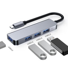 USB 3.0 SD kortelių skaitytuvas, 4 viename aliuminio USB A&C šakotuvas su USB plėtikliu asmeniniam kompiuteriui, nešiojamiesiems kompiuteriams ir c tipo planšetiniams kompiuteriams (usb3.0*4) цена и информация | USB адаптеры для штатных магнитол | pigu.lt