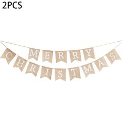 Kalėdų girlianda Rustic Christmas, Hessian Burlap Merry (2 vnt.) kaina ir informacija | Kalėdinės dekoracijos | pigu.lt