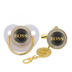 Boss Ttine En Silicone Pour Bb, Avec Lettres Imprimes, Avec Attache-chaîne, Sans Bpa, Luxe, Bling, De 0 à 18 Mois White-M kaina ir informacija | Kaklo papuošalai | pigu.lt