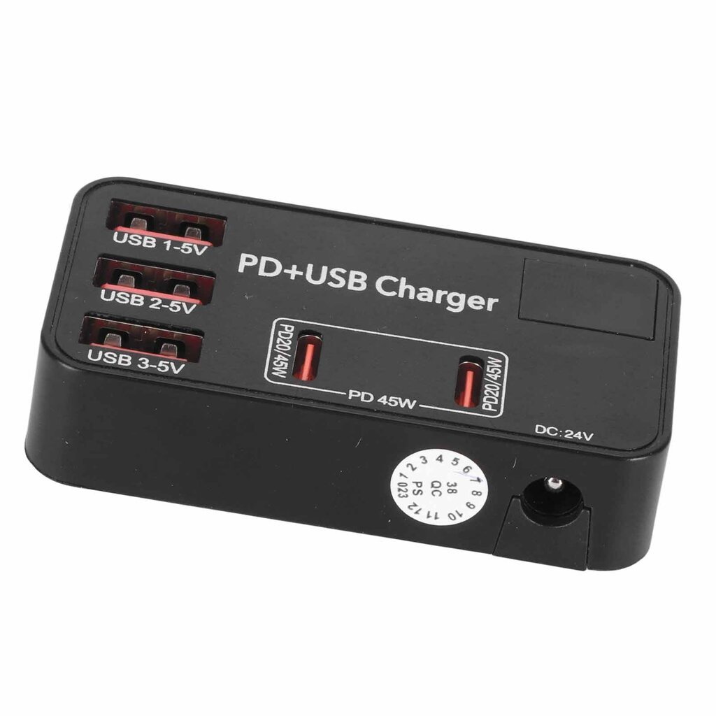 prievadų USB įkrovimo stotis 3 USB A 2 USB C 48 W mini USB įkroviklio stotis su 2 PD 20 W prievadais keliems įrenginiams 100–240 V JAV kištukas цена и информация | Adapteriai, USB šakotuvai | pigu.lt