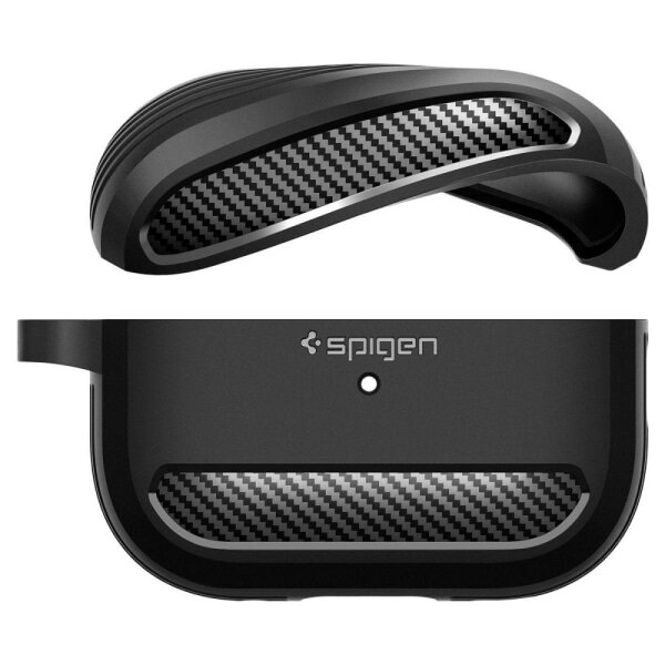 Spigen AirPods Pro 1/2 dėklas, tvirtas, matinis juodas šarvai kaina ir informacija | Ausinių aksesuarai | pigu.lt