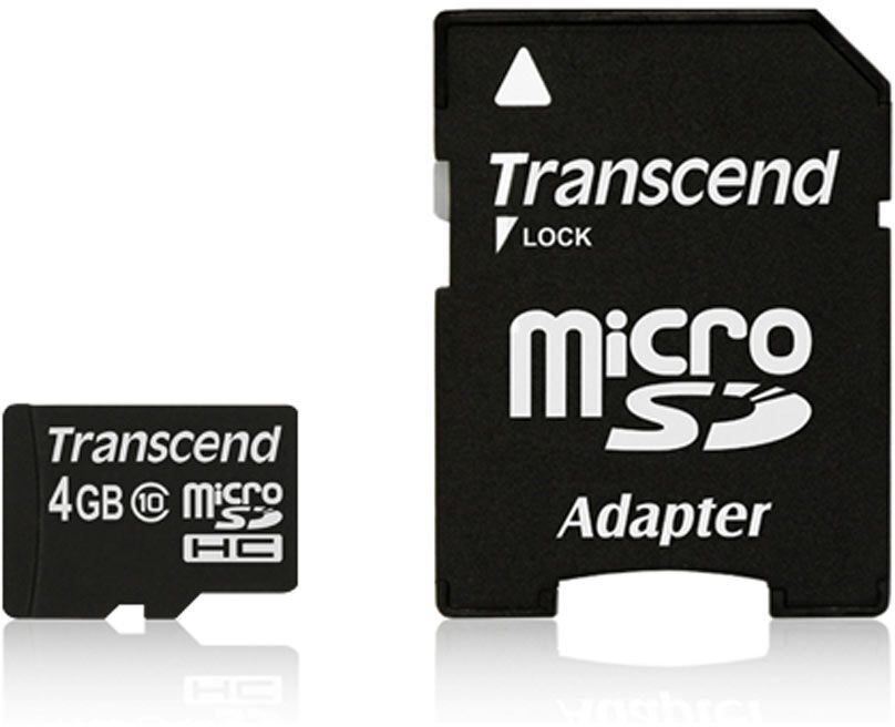 Transcend 4GB microSDHC + Adapteris kaina ir informacija | Atminties kortelės telefonams | pigu.lt