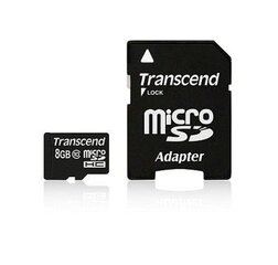 MEMORY MICRO SDHC 8GB W/ADAPT/CLASS10 TS8GUSDHC10 TRANSCEND цена и информация | Карты памяти для телефонов | pigu.lt