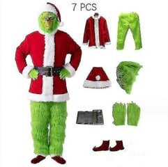 Grinch Costume Kalėdų Cosplay Suaugusiųjų Kalėdų Senelio kostiumų komplektas + Mask Bt kaina ir informacija | Karnavaliniai kostiumai | pigu.lt