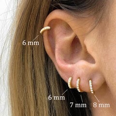 (Aukso 9 mm)Mada Minimalūs lanko auskarai Crystal Circonia Small Huggie Thin Hoops Kremzlės auskarai Helix Tragus Auskarai Auskarų vėrimas Papuošalai - Auskarai su lanku цена и информация | Наборы украшений | pigu.lt