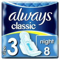 Гигиенические прокладки Always Night 8 шт. цена и информация | Тампоны, гигиенические прокладки для критических дней, ежедневные прокладки | pigu.lt