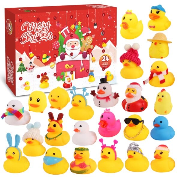 Advento kalendorius 2024, Advento kalendorius „Rubber Duck“, Advent Calendar Duck de Bain, idėja kalėdinė dovana vaikams kaina ir informacija | Eglutės žaisliukai, viršūnės | pigu.lt