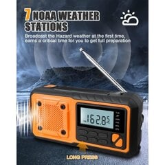 Naujausias avarinis radijas, 4000 mAh maitinimo blokas su saulės energija varomas rankinio švaistiklio radijas, AM / FM / WB / NOAA ir nešiojamas orų radijas. цена и информация | Радиоприемники и будильники | pigu.lt